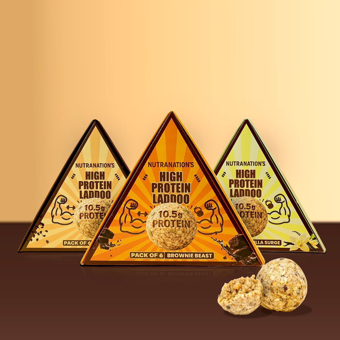 NutraNation's High Protein Laddoo | 10.5g Protein | Premium Protein-Rich Snack (Set of 3)
