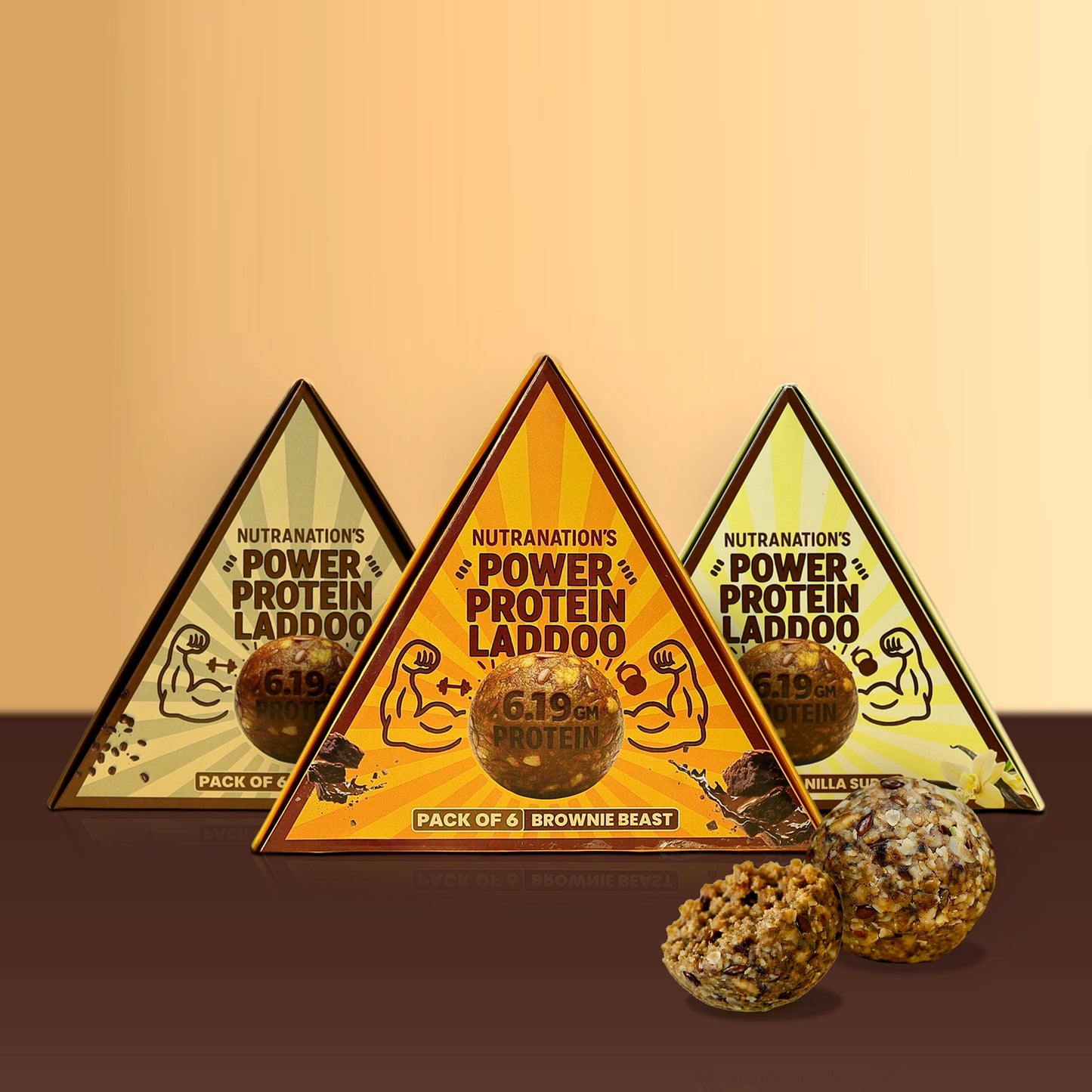 NutraNation's Power Protein Laddoo | Protein-Rich Energy Snack (Set of 3 Boxes)