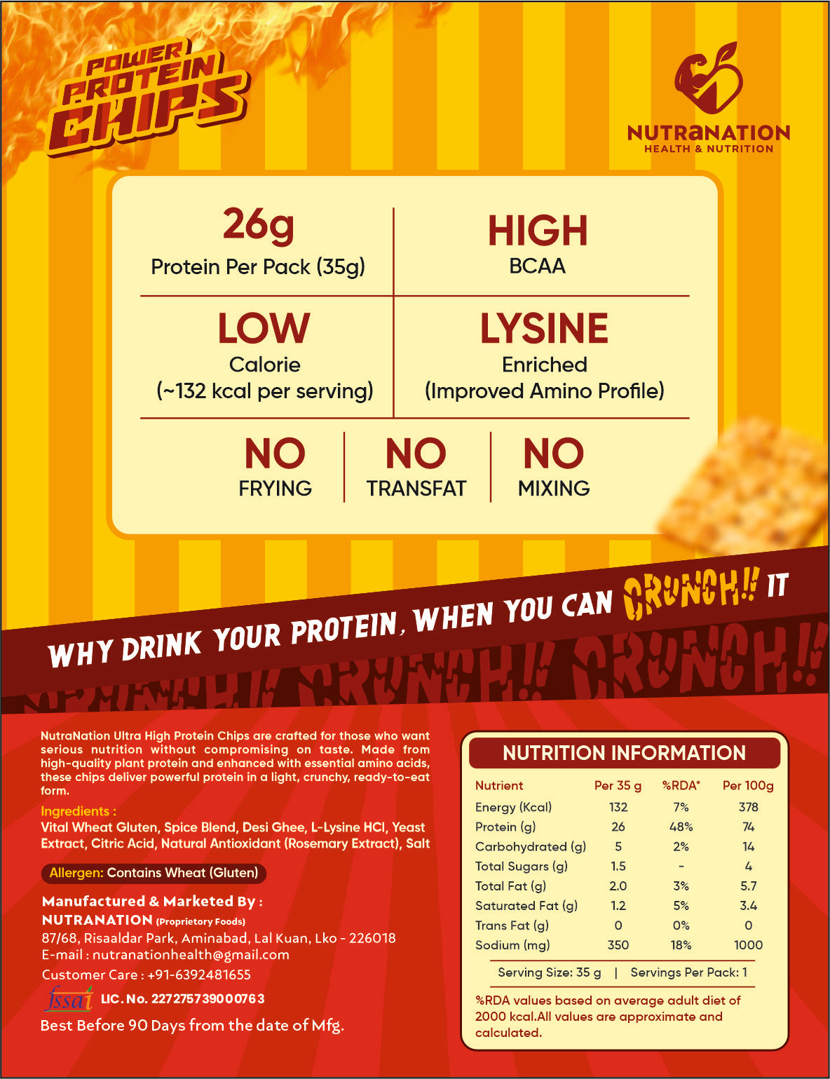 NutraNation's Power Protein Chips | 26g Protein | 132kcal | Box of 2 servings x 5