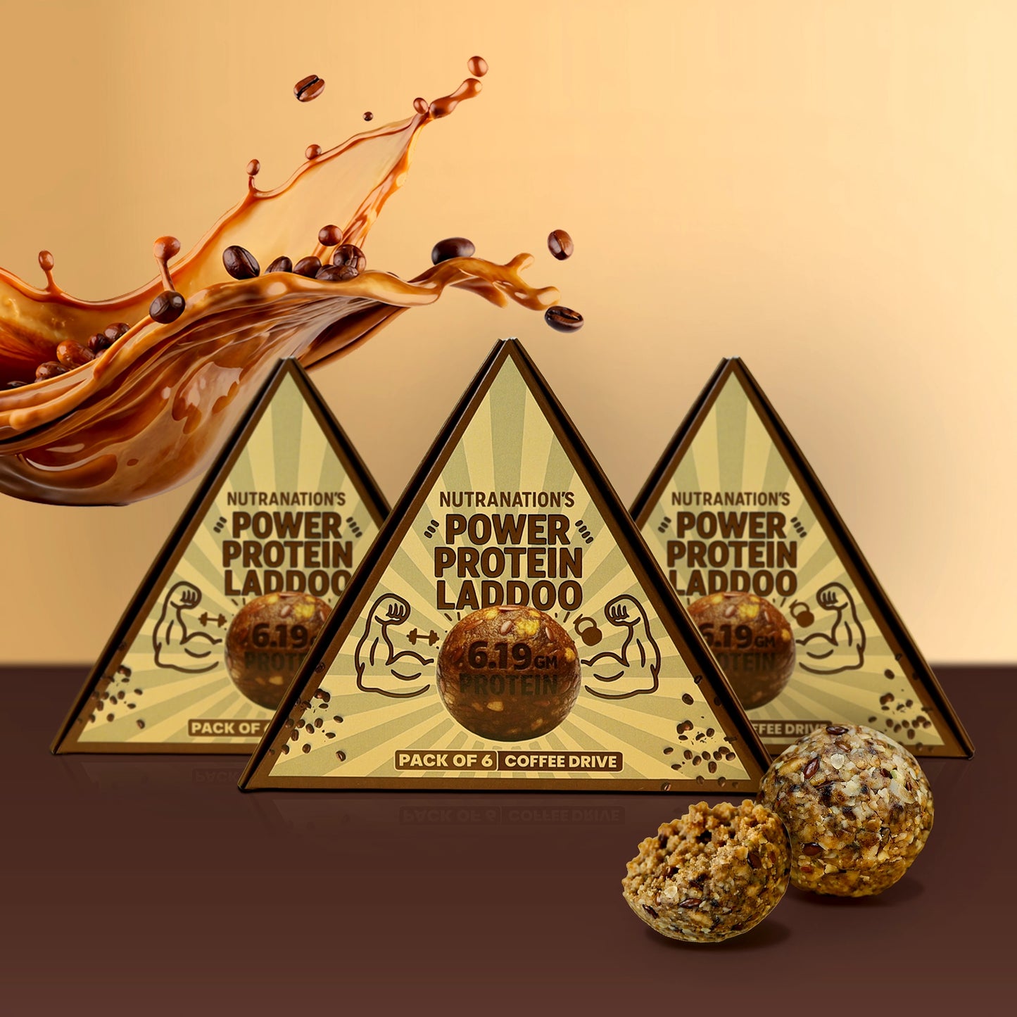NutraNation's Power Protein Laddoo | Protein-Rich Energy Snack (Set of 3 Boxes)