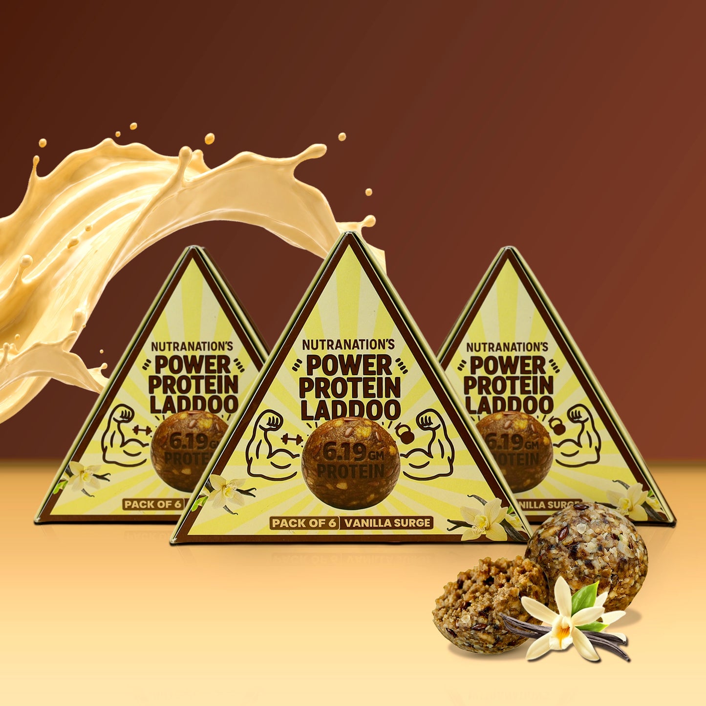NutraNation's Power Protein Laddoo | Protein-Rich Energy Snack (Set of 3 Boxes)