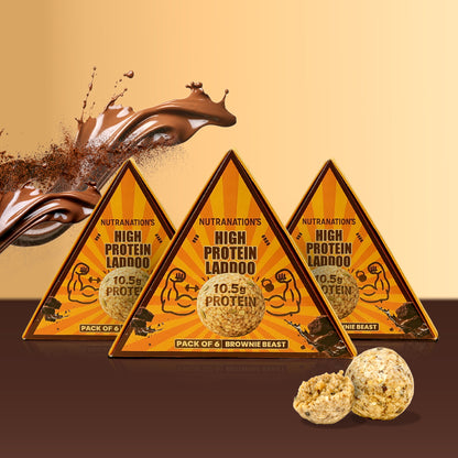 NutraNation's High Protein Laddoo | 10.5g Protein | Premium Protein-Rich Snack (Set of 3)